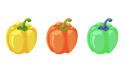 Set of three sweet peppers stylized