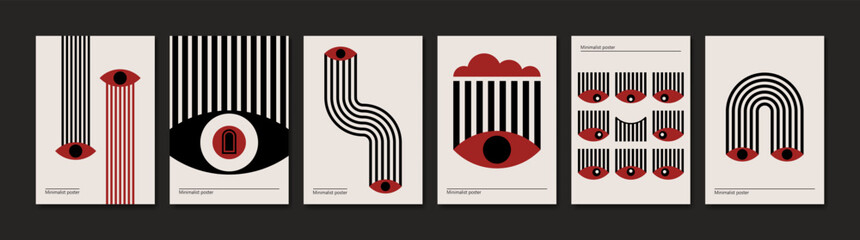 Set of geometric posters with eyes. Vector illustration.