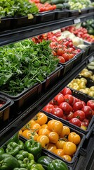 Realistic Supermarket Scene with Fresh Produce and Vegetables on Display