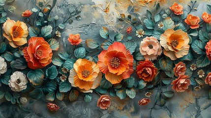 Floral Elegance: Marble Backdrop Wall Décor