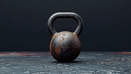 Fototapeta premium single kettlebell in the upperright third on a minimalist black background