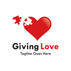 Giving love design template illustration. there are love symbol with puzzle