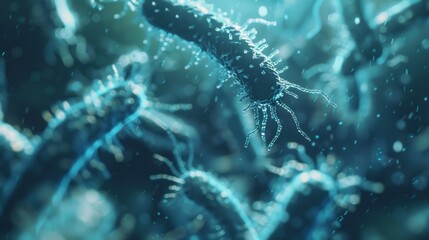 Microscopic View of Bacteria - Generative AI