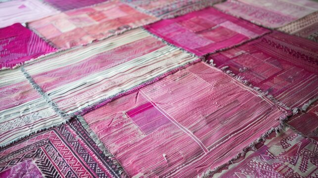 Repurposed Pink Silk Striped Patchwork Rug Vintage Floor Mat Door Mat and Area Rug Made from Recycled Cloth