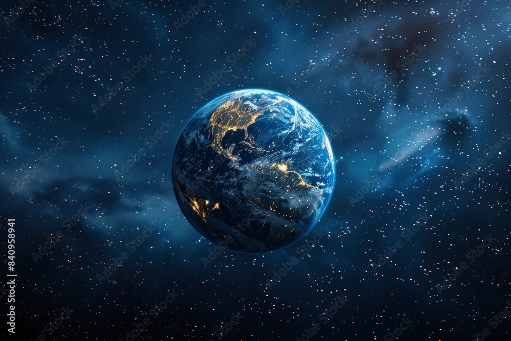Wall mural planet earth from the space at night . some elements of this image furnished - generative ai