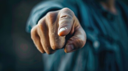 Man pointing his finger up close