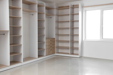 View of empty wardrobe in dressing room
