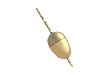 Golden fishing float isolated on white background. 3d render