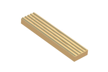 Golden plasticine isolated on white background. 3d render