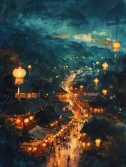 Beautiful Vesak Evening Procession with Candles Bringing Light to the Streets