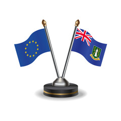 European Union and British Virgin Islands table flags relation with background transparent