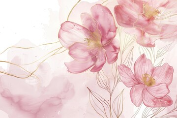 Pink watercolor flowers.