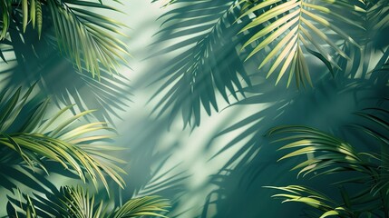 trendy summer Bali style floral patter background with copyspace , colorful leaves palm shape art wallpaper, Summer colors botanical tropical leaves ,sun light and shadows, pink, yellow leaf .