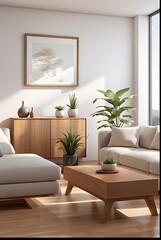 Naklejka premium Contemporary Modern Home with Clean Minimalist Interior and Frame Mockup