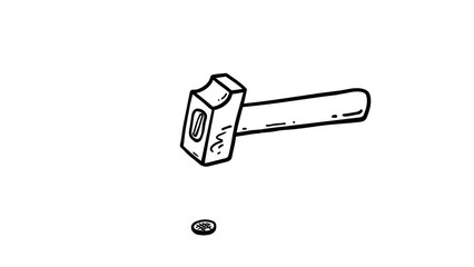 Cartoon steel hammer hitting nail tool whiteboard. Metaphor good for work, building, business, sociology, etc...