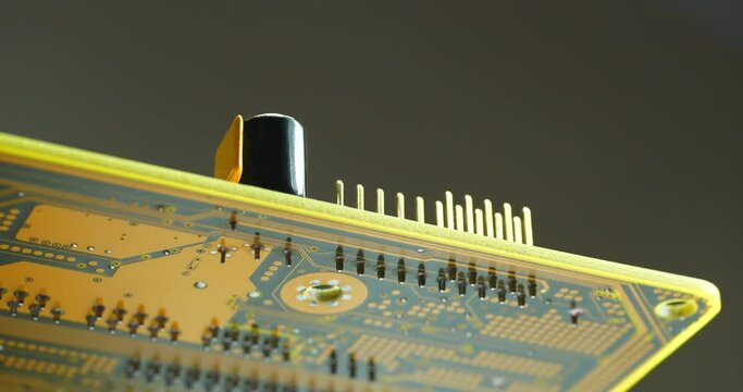 Computer microcircuit with electronic components, resistors and connection terminals