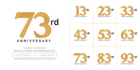 anniversary logotype set vector, brown color for special day celebration