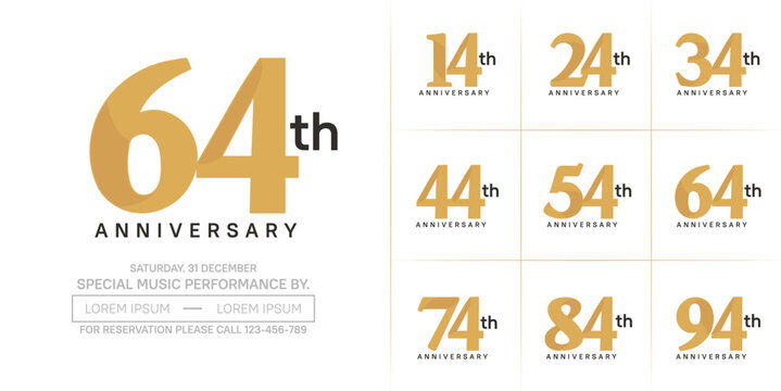 anniversary logotype set vector, brown color for special day celebration