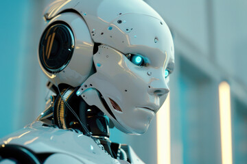 Portrait of a futuristic humanoid robot