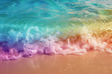 Obraz premium A rainbow wave washes ashore.
