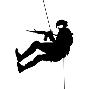 soldier rappelling vector illustration