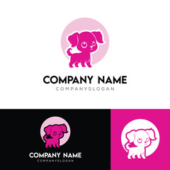 Vector Cute Dog Logo Design Illustration