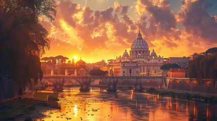 Fototapeta premium Capture the grandeur of Rome, Italy created with Generative AI technology