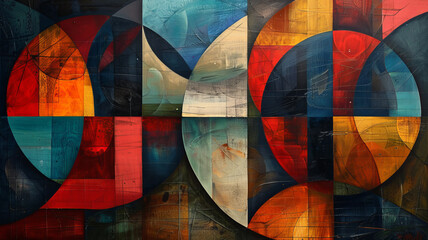 Fototapeta premium modern, abstract paint art, geometric shapes,generative ai