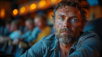 Fototapeta premium Man With Beard Sitting in the Theater