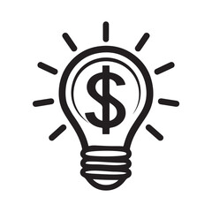 Money Idea Symbol Of A Light bulb vector isolated on white