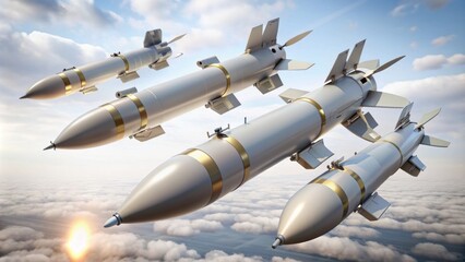 Four fighter jets are flying in formation