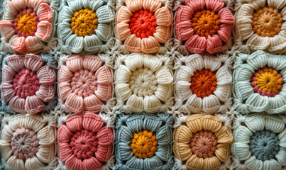 Texture background from a crochet granny square pattern.