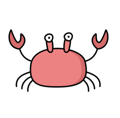 Red Doodle Crab Hand drawn Vector 