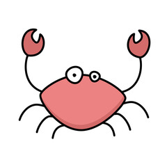 Red Doodle Crab Hand drawn Vector 