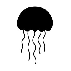 Black icon Jellyfish Vector 