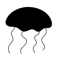 Black icon Jellyfish Vector 