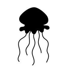 Black icon Jellyfish Vector 
