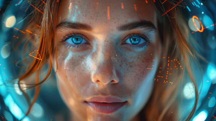 female marketer, learning AI and beeing happy created with Generative AI technology