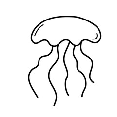 Jellyfish outline icon vector 