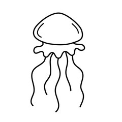 Jellyfish outline icon vector 