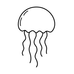 Jellyfish outline icon vector 