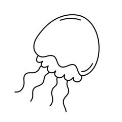 Jellyfish outline icon vector 