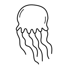 Jellyfish outline icon vector 