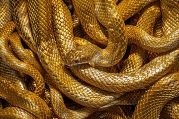 Fototapeta premium Closeup of a group of snakes on a black background for medical and science concept