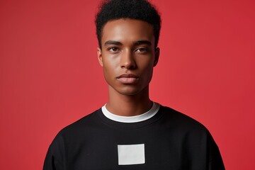 Fototapeta premium Young man posing on red background