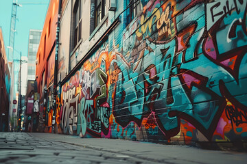 Fototapeta premium Urban Graffiti Art walls full of life and movement, with street murals that tell visual stories inspired by urban life and passionate creativity