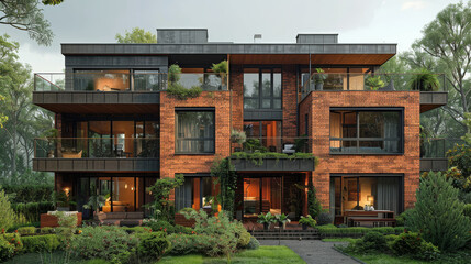 Fototapeta premium german apartment building, clean, nice weather, photorealistic created with Generative AI technology