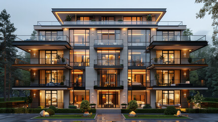 german apartment building, clean, nice weather, photorealistic created with Generative AI technology