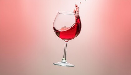Red Wine Glass with Splash Effect