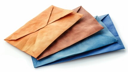 A stack of envelopes with different colors and textures